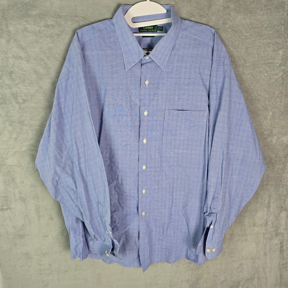 Lauren Ralph Lauren Mens Blue Glen Plaid Cotton Button Down Shirt 18 34/35